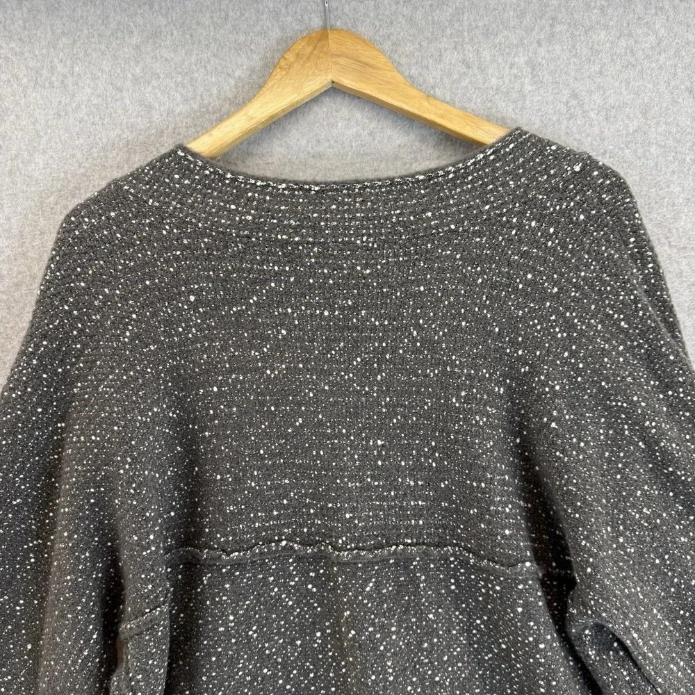 Habitat Sweater Gray Tweed Cardigan Sweater V Neck Chunky Knit Size Large NWT